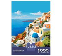 Hard Jigsaw Puzzle for Adults 1000 Pieces Spring Santorini Travel Puzzle for Adults Hands-on Game Difficult Hard Birthday Present, Gifts, 70x50cm/1000pcs