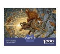 Hard Jigsaw Puzzle for Adults 1000 Pieces Squirrel Riding A Magic Wand Puzzles for Adults Toy Wall Decor Stress Reliever Birthday Present, Gifts, 70x50cm/1000pcs