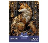 Hard Jigsaw Puzzle for Adults 1000 Pieces Stained Glass Art Deco Fox Jigsaw Brain Teaser Game Analysis And Logic Great Gift for Gaming 70x50cm/1000pcs