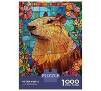 Hard Jigsaw Puzzle for Adults 1000 Pieces Stained Glass Capybara Jigsaw Brain Teaser Game Analysis And Logic Great Gift for Gaming 52x38cm/1000pcs