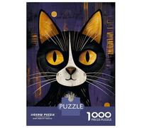 Hard Jigsaw Puzzle for Adults 1000 Pieces Stained Glass Cat with Autumn Glow Jigsaw Puzzle Anti-Stress Toys Precision Cutting Great Gift for Gaming 38x26cm/1000pcs