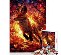 Hard Jigsaw Puzzle for Adults 1000 Pieces Stained Glass Fox Educational Games Difficult Hard Toy Wall Decor Artists' Collection, Fine Arts (38x52cm)