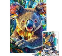 Hard Jigsaw Puzzle for Adults 1000 Pieces Stained Glass Koala Art 1000 Piece Jigsaw Toy Wall Decor Gifts For Birthdays Birthday Present (Size 38x52cm)