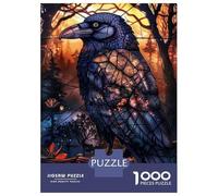 Hard Jigsaw Puzzle for Adults 1000 Pieces Stained Glass Raven Puzzle for Adults Hands-on Game Difficult Hard Birthday Present, Gifts, 52x38cm/1000pcs
