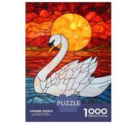 Hard Jigsaw Puzzle for Adults 1000 Pieces Stained Glass Swan Sunset-1 Jigsaw Anti-Stress Toys But Fun And Humorous Educational Challenge 38x26cm/1000pcs