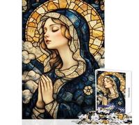 Hard Jigsaw Puzzle for Adults 1000 Pieces Stained Glass Virgin Mary Practical Game Wall Decoration Home Decoration Toys Birthday And Unique Gifts (38x26cm)