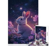 Hard Jigsaw Puzzle for Adults 1000 Pieces Starry Bunny Dreams Relaxing Games Perfect Decoration Home Decoration Toys Artists' Collection, Fine Arts (50x75cm)