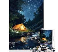 Hard Jigsaw Puzzle for Adults 1000 Pieces Starry Night Camping Educational Games Difficult Hard Toy Wall Decor Artists' Collection, Fine Arts (38x52cm)