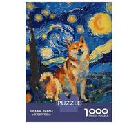 Hard Jigsaw Puzzle for Adults 1000 Pieces Starry Night Shiba Inu Puzzle for Adults Hands-on Game Difficult Hard Birthday Present, Gifts, 70x50cm/1000pcs