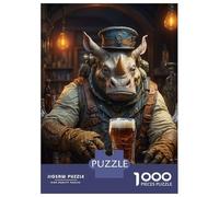 Hard Jigsaw Puzzle for Adults 1000 Pieces Steampunk Craft Beer Rhino Jigsaw for Adults Relax Games Difficult Challenge Birthday Present, Gifts, 38x26cm/1000pcs
