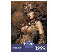 Hard Jigsaw Puzzle for Adults 1000 Pieces Steampunk Girl Puzzles for Adults Toy Wall Decor Stress Reliever Birthday Present, Gifts, 52x38cm/1000pcs