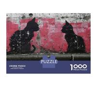 Hard Jigsaw Puzzle for Adults 1000 Pieces Street Art Cat Silhouette Jigsaw Brain Teaser Game Analysis And Logic Great Gift for Gaming 38x26cm/1000pcs