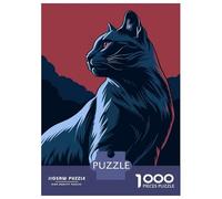 Hard Jigsaw Puzzle for Adults 1000 Pieces Stylized Black Cat Illustration Jigsaw Brain Teaser Game Analysis And Logic Great Gift for Gaming 52x38cm/1000pcs