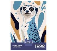 Hard Jigsaw Puzzle for Adults 1000 Pieces Stylized Meerkat Portrait Jigsaw for Adults Relax Games Difficult Challenge Birthday Present, Gifts, 38x26cm/1000pcs