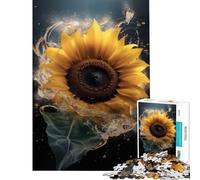 Hard Jigsaw Puzzle for Adults 1000 Pieces Sunflower Water Droplets Help The Brain Exercise For Family Fun Educational Toy for Ages 14 And over (50X75cm)
