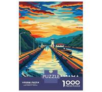 Hard Jigsaw Puzzle for Adults 1000 Pieces Sunset at Panama Canal Adult Puzzles Hands-on Game Home Decoration Educational Challenge 70x50cm/1000pcs