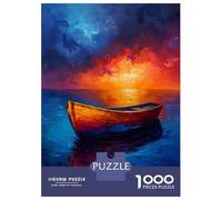 Hard Jigsaw Puzzle for Adults 1000 Pieces Sunset Boat Puzzles for Adults Family Games Pattern Assembly Challenging To Complete 52x38cm/1000pcs