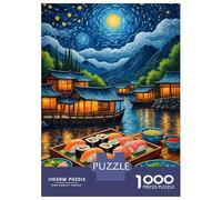 Hard Jigsaw Puzzle for Adults 1000 Pieces Sushi Starry Night Adult Puzzles Relax Games Enhance Memory Great Gift for Gaming 52x38cm/1000pcs