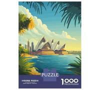 Hard Jigsaw Puzzle for Adults 1000 Pieces Sydney Opera House Poster Adult Jigsaw Puzzle Hands-on Game For Family Fun Challenging To Complete 38x26cm/1000pcs