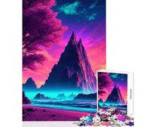 Hard Jigsaw Puzzle for Adults 1000 Pieces Synthwave Beach Sunset Educational Toy Great Gift for Games Educational Games Artists' Collection, Fine Arts Size 50x75cm