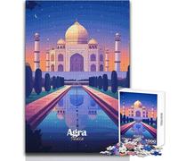 Hard Jigsaw Puzzle for Adults 1000 Pieces Taj Mahal Night View Soothing Quiet Time Enjoyment Strict Precision Standard Play Toy Size 38x52cm