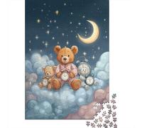Hard Jigsaw Puzzle for Adults 1000 Pieces Teddy Bears Night Sky Puzzles for Adults Toy Wall Decor Stress Reliever Birthday Present, Gifts, 70x50cm/1000pcs