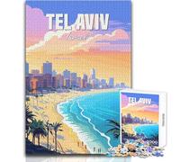 Hard Jigsaw Puzzle for Adults 1000 Pieces Tel Aviv Soothing Quiet Time Enjoyment Strict Precision Standard Play Toy Size 38x26cm
