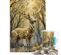 Hard Jigsaw Puzzle for Adults 1000 Pieces The Deer Kintsugi Educational Challenge Wall Decoration Toy Wall Decor for Age 14+ Game (38X26cm)
