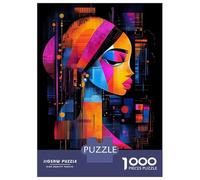 Hard Jigsaw Puzzle for Adults 1000 Pieces The Girl with A Pearl Earring - Neon Abstract Portrait Jigsaw Puzzle Anti-Stress Toys Precision Cutting Great Gift for Gaming 38x26cm/1000pcs