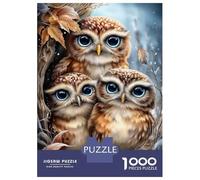 Hard Jigsaw Puzzle for Adults 1000 Pieces Three Cute Owls in Winter Scene Puzzles for Adults Family Games Pattern Assembly Challenging To Complete 38x26cm/1000pcs