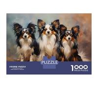 Hard Jigsaw Puzzle for Adults 1000 Pieces Three Papillon Dogs Jigsaw Anti-Stress Toys Analysis And Logic Birthday Present, Gifts, 52x38cm/1000pcs