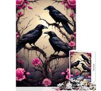 Hard Jigsaw Puzzle for Adults 1000 Pieces Three Ravens on A Rose Tree Jigsaw Puzzle 1000 Relaxing Games Great Gifts for Games Staycation Kill Time (50x75cm)