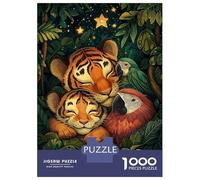 Hard Jigsaw Puzzle for Adults 1000 Pieces Tiger Cubs And Parrots Jigsaw for Adults Hands-on Game Wall Art Birthday Present, Gifts, 38x26cm/1000pcs