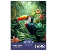 Hard Jigsaw Puzzle for Adults 1000 Pieces Toucan in Lush Tropical Foliage Adult Puzzles Hands-on Game Home Decoration Educational Challenge 70x50cm/1000pcs