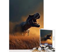 Hard Jigsaw Puzzle for Adults 1000 Pieces Tyrannosaurus Rex in Golden Field Toy Wall Decor Art Work Gift Practical Game Artists' Collection, Fine Arts Size 38x52cm