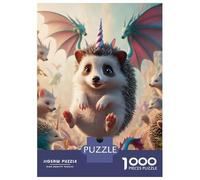 Hard Jigsaw Puzzle for Adults 1000 Pieces Unicorn Dragon Winged Hedgehog Jigsaw Brain Teaser Game Analysis And Logic Great Gift for Gaming 52x38cm/1000pcs