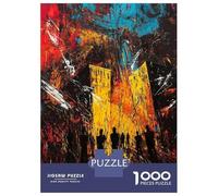 Hard Jigsaw Puzzle for Adults 1000 Pieces Urban Inferno - Expressionist Cityscape in Chaos Puzzles for Adults DIY Toys Improve Memory Birthday Present, Gifts, 70x50cm/1000pcs