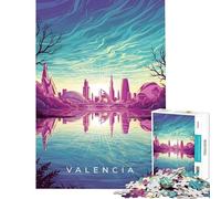 Hard Jigsaw Puzzle for Adults 1000 Pieces Valencia Cityscape Reflection Art Jigsaw for Adults DIY Toys But Fun And Humorous Great Gifts for Gaming (Size 38x26cm)