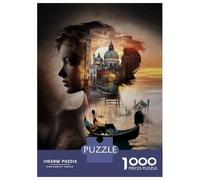 Hard Jigsaw Puzzle for Adults 1000 Pieces Venice Sunset Gondola Ride Teenager Puzzles Fun Games Presents for Women Challenging To Complete 38x26cm/1000pcs