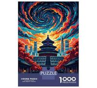 Hard Jigsaw Puzzle for Adults 1000 Pieces Vibrant Beijing Temple with Swirling Sky Jigsaw Anti-Stress Toys But Fun And Humorous Educational Challenge 52x38cm/1000pcs