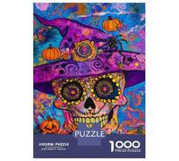 Hard Jigsaw Puzzle for Adults 1000 Pieces Vibrant Halloween Skull Art -1 Puzzles for Adults DIY Toys Improve Memory Birthday Present, Gifts, 70x50cm/1000pcs