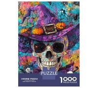 Hard Jigsaw Puzzle for Adults 1000 Pieces Vibrant Halloween Skull Art Puzzles for Adults Brain Teaser Game Analysis And Logic Gifts for Friends And Family 70x50cm/1000pcs