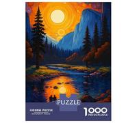 Hard Jigsaw Puzzle for Adults 1000 Pieces Vibrant Mountain River Landscape Painting Teenager Puzzles Hands-on Game Staycation Kill Time Great Gift for Gaming 52x38cm/1000pcs
