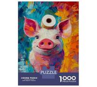 Hard Jigsaw Puzzle for Adults 1000 Pieces Vibrant Pig Art -2 Jigsaw for Adults Relax Games Difficult Challenge Birthday Present, Gifts, 38x26cm/1000pcs