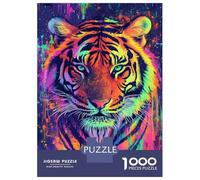 Hard Jigsaw Puzzle for Adults 1000 Pieces Vibrant Tiger Art Jigsaw for Adults Relax Games Difficult Challenge Birthday Present, Gifts, 70x50cm/1000pcs