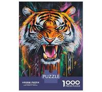 Hard Jigsaw Puzzle for Adults 1000 Pieces Vibrant Tiger Roar Puzzles for Adults Brain Teaser Game Analysis And Logic Gifts for Friends And Family 38x26cm/1000pcs