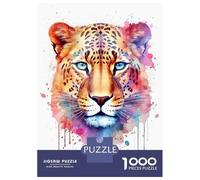 Hard Jigsaw Puzzle for Adults 1000 Pieces Watercolor Leopard Face Teenager Puzzles Hands-on Game Staycation Kill Time Great Gift for Gaming 38x26cm/1000pcs