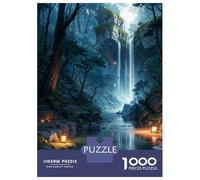 Hard Jigsaw Puzzle for Adults 1000 Pieces Waterfall In Forest Nature Adult Puzzles Relax Games Enhance Memory Great Gift for Gaming 38x26cm/1000pcs