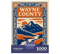 Hard Jigsaw Puzzle for Adults 1000 Pieces Wayne County Landscape Illustration Puzzle for Adults Hands-on Game Difficult Hard Birthday Present, Gifts, 70x50cm/1000pcs