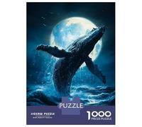 Hard Jigsaw Puzzle for Adults 1000 Pieces Whale Breach, Moonlight Ocean Adult Puzzles Hands-on Game Home Decoration Educational Challenge 70x50cm/1000pcs